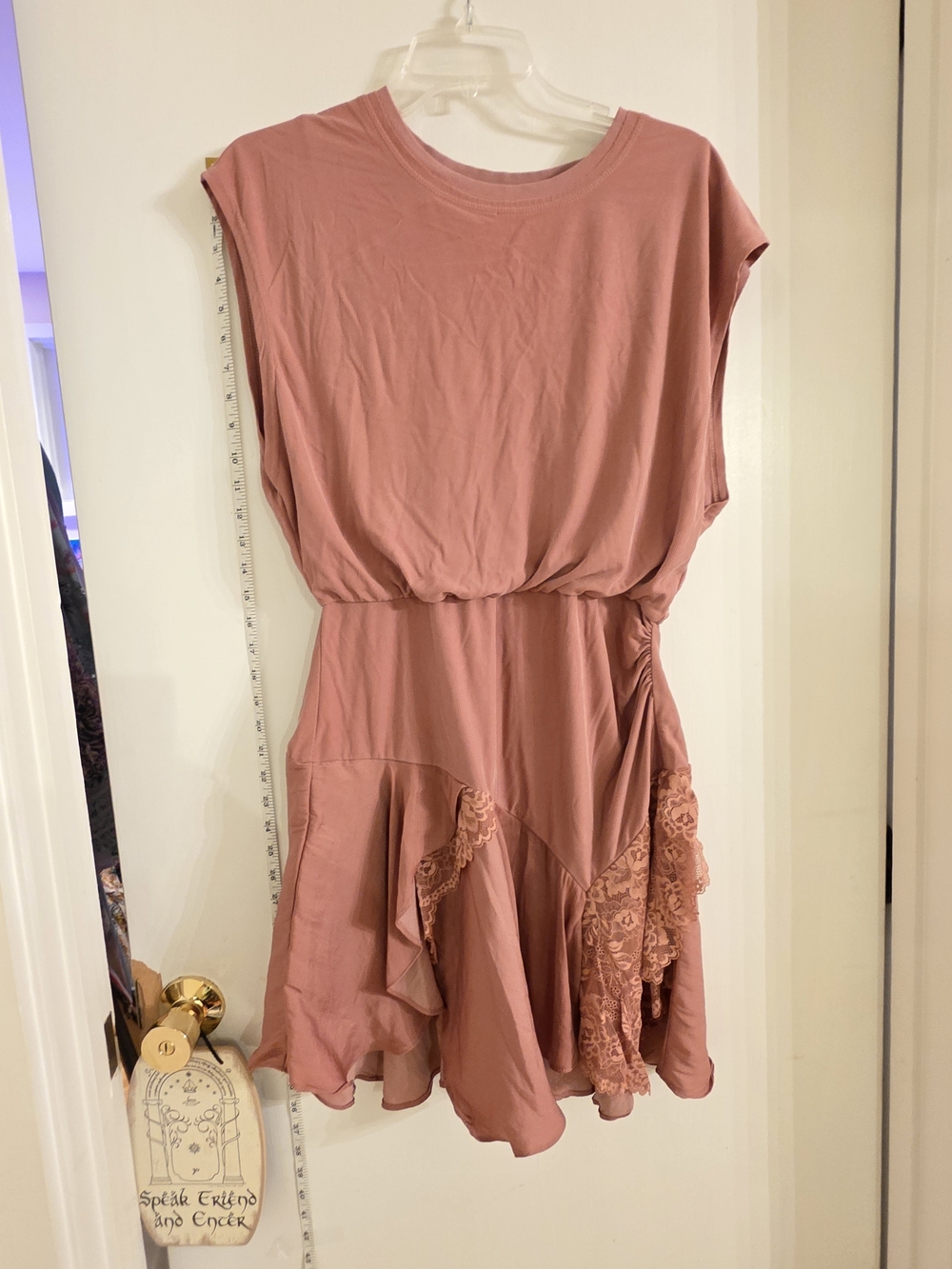 Free People Dusty Rose Lace-Trim Mini Dress - Picture 1 of 9